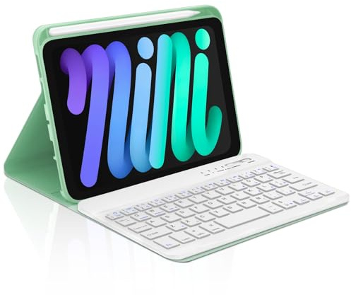 Occtingkind, Teclado para iPad mini 7, funda con teclado iPad mini 7 8.3 pulgadas, funda con magnético Bluetooth Keyboard para iPadmini 7/6 Generation (2024/2021), diseño italiano, USB C, verde