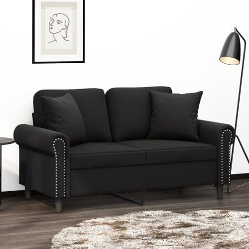 LAPOOH 2-Sitzer-Sofa mit Zierkissen Schwarz 120 cm Samt, Loungesofa, Sofas & Couches, Relaxsofa, Couch für Wohnzimmer - 3200940