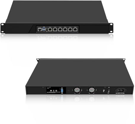 SJRC 19 Inch Firewall Hardware Celeron N5105, 6 Port i225V 2.5GbE LAN Router PC Support OPNsense, 1U Rackmount Network Appliance with VGA, Console, Barebone (NO RAM/SSD/System)