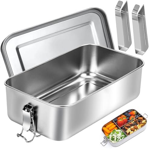 Box Porta 550 ml Lunch Box in Acciaio Inox, Contenitore Ermetico Facile da Pulire Durevole Edecologico Alimenti Scatola per ufficio,viaggi,campeggio per bambini e adulti