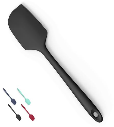 Doosu 28,9cm Flexibel Silikonlöffel Teigspatel, 315 ℃ hitzebeständiger Teigschaber, Lebensmittelecht Antihaft Küchenspatel Küchenhelfer zum Backen Schaben Mixen (großer Spatel, Schwarz)