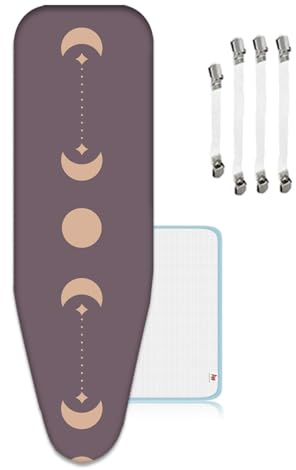 ZJBKX Copriasse da stiro XXL, 125 x 45 cm, per ferri da stiro a vapore, chiusura con coulisse, facile da montare, 4 clip protettive in tessuto a rete
