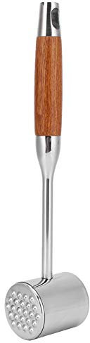 FLEXMAN Ablandador de Carne de Acero Inoxidable, Herramienta Ablandadora de Carne con Mango Ergonómico de Madera, Mazo Ablandador de Carne, Martillo para Carne, Carne de Res, Pollo