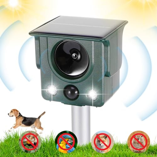 Répulsif à Ultrasons pour Chat pour Jardin, Répulsif Contre Les Taupes Et Les Chats avec Ultrasons Et Flash LED, Charge Solaire USB, Répulsif pour Animaux pour Renards, Chats, Chiens, Écureuils