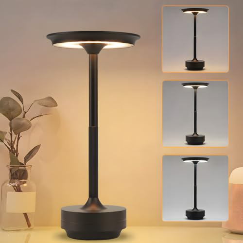 meoaow Trådlös bord sänglampa batteri - taktil dimbar lampa med svart batteri uppladdningsbara USB-lampor bord för fönsterbrädan modernt vardagsrum barnrum sovrum