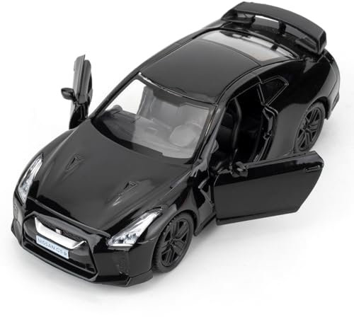 BGHSCA Nissan GTR R35 Modellauto im Maßstab 1:36, Spielzeugauto mit Rückzugmechanismus für Kinder, Jungen, Mädchen und Erwachsene, Geburtstagsgeschenk, schwarz