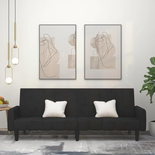 Xichuzi Schlafsofa 2-Sitzer Schwarz Samt, Loungesofa, Sofas & Couches, Relaxsofa, Couch für Wohnzimmer - 375780