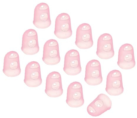 PATIKIL Finger Tip Covers Cots, Pink Silicone Finger Protectors Gloves Breathable Reusable Fingertip Caps with Air Holes for Dry Skin Cracking, XS, 15 Pcs