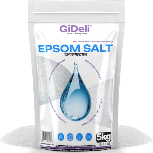 GiDeli Epsom Badsalt Epsom salt Epsomsalt magnesiumsulfat bittert salt magnesiumsulfat ren heptahydrat, farmaceutisk kvalitet. (5kg)