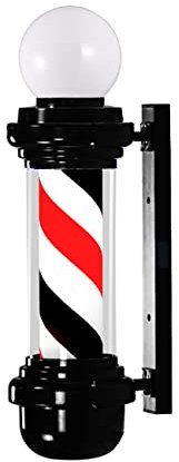 Poste de barbería con luz LED giratoria y Globo Brillante, Resistente a la Lluvia, para peluquería, luz Brillante clásica de Pared.
