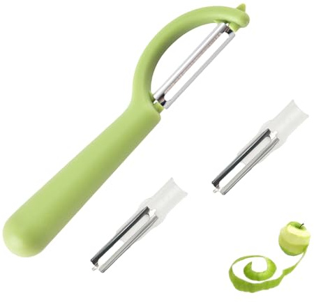 P-Sparschäler für Tupper mit 2 Ersatzklingen,Schäler für Tupperware,Kartoffelschäler,Gemüseschäler,Linkshänder Sparschäler,Spargelschäler,Orangenschäler,Edelstahl Multischäler für Vegetable Peeler
