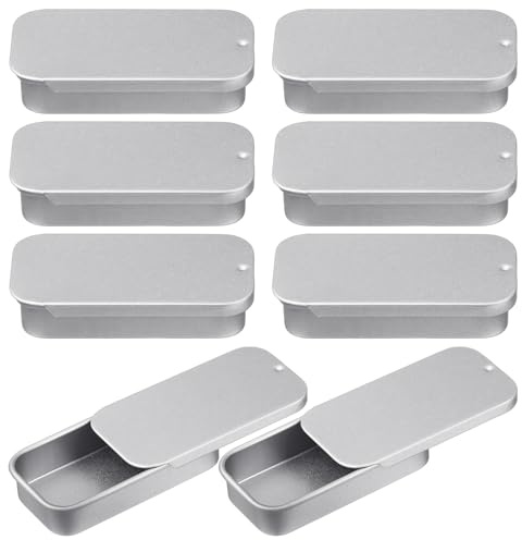 NIYANGLE Small Tinplate Boxes 1.97X0.98X0.39In Push Lid Candy Tins Portable Perfume Balm Containers 16 Pack Mini Metal Storage Boxes for Pills Coins Sweets