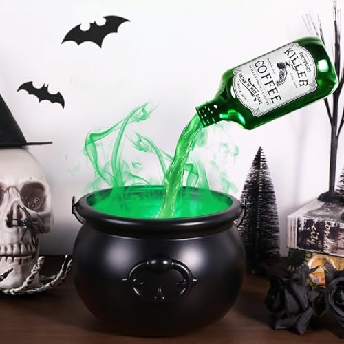Dsongo Halloween Deko Outdoor und Innen, Haunted Lab DIY Zaubertrank Set, Hexenkessel mit Trockeneis-Effekt & flackernder LED für zauberhafte Halloween, Innen Outdoor Partys Dekoration