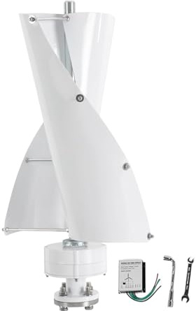 Buachois Kit de generador de turbinas eólicas, generador de imán Permanente de turbina eólica Vertical de 600W, Ejes Verticales Kit generador de energía eólica sin núcleo con Controlador (24 V)