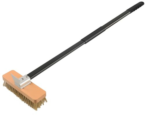 Brosse pour Four à Pizza avec Poils en Laiton, Brosse pour Four à Pizza 8 x 32 avec grattoir pour Pierre, Remplacement Amovible et Lavable pour Accessoires avec Trou de Suspension