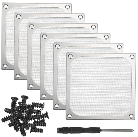 PATIKIL 120mm Fan Filter Grill, 6Pcs Ultra Fine Aluminum Mesh Ventilation Dustproof PC Cooling Fan Grill Covers with Screwdriver and Screws for Desktop Computer Case AC, Silver