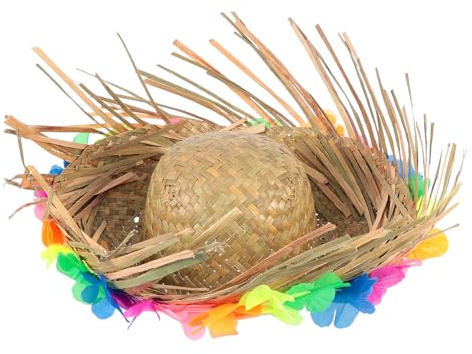 DOITOOL Sombrero de Paja con Guirnalda para Fiestas y Fotografía | Estilo Novedad, Material de Paja, Uso en Ambiente Natural y Celebraciones, Accesorio Ligero para Disfraz
