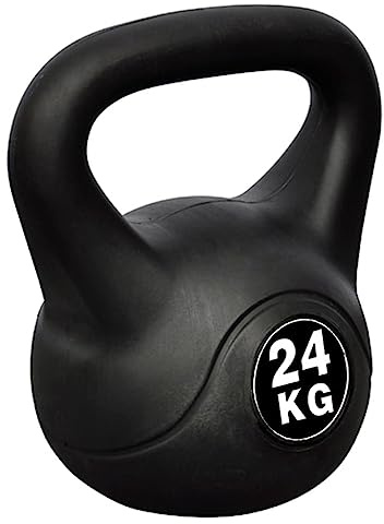 Kettlebell 24 kg Kugelhantel mit Kunststoffummantelung für Krafttraining Fitness Workout Bodenschonend Schwarz