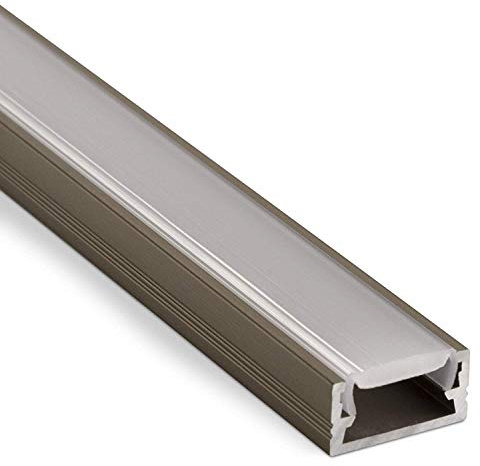 SOTECH 3 Stück LED Profil-11 Edelstahloptik 2000 x 14 x 7 mm | mit opalfarbiger Abdeckung für LED Streifen Aluprofil Aufbauprofil
