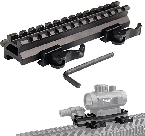 Bumlon Tactical Picatinny Schiene Riser Mount Rails Dual 90 and 45 Degree Quick Release Detach 13-Slot Medium Profile for Leuchtpunktvisier Red Dot Scope Zielfernrohr Ausrüstung Optics