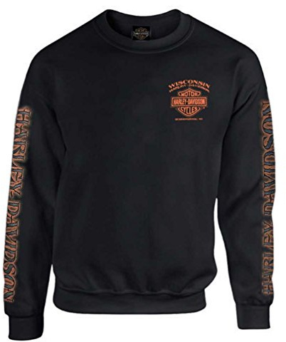 HARLEY-DAVIDSON Men's Eagle Piston Fleece Pullover Sweatshirt, Black 30299948
