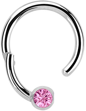 Modern Nature Piercing-Schmuck Lippenpiercing 316l Stahl Ring BCR, Clicker 1,2 mm mit 3 mm Steinplatte