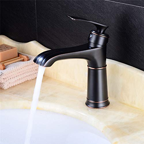 Waschtischarmaturen YHSGY Bad Waschbecken Wasserhahn Schwarz Öl Gebürstet Waschbecken Wasserhahn Einzigartiges Design Massivem Messing Waschbecken Wasserhahn Heiß Kalt Schwarz Mischbatterie Torneira