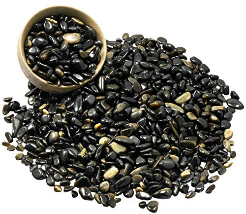 Nupuyai 460 Gramm Edelsteine Trommelsteine Klein Heilsteine Dekosteine Halbedelsteine für Dekoration ca. 5-18mm (Goldener Obsidian)