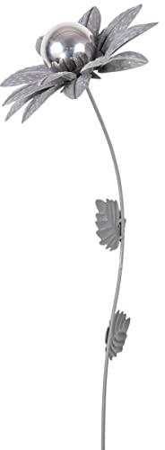 CIM Gartenstecker Beton - Blume Mirror Narzisse S - Abmessung: 18x18,5x91cm - Gartendekoration inklusive polierter Edelstahlkugel - attraktive Gartendeko – Gartenstab - Beetstecker