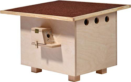 Luxus-INSEKTENHOTELS 28275e Großer Hummelnistkasten - Hummelhaus aus Holz - Hummelkasten inkl Nistmaterial - Hummelhotel mit Bitumendach - Insektenhotel - Natur - 51 x 43 x 36 cm