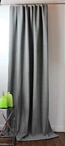 NOVUM fix Filzvorhang mit Kräuselband Softfilz Thermovorhang Kälteschutz Türvorhang Raumteiler Übergardine Grau energiesparen 138x350cm(BxH)