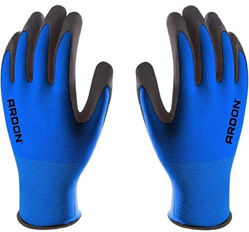 Petra Protection Guanti da lavoro di alta qualità, rivestiti in nylon con schiuma di lattice resistente e flessibile, per giardino, industria, officina, (20, blu scuro, taglia 12 XXXL)