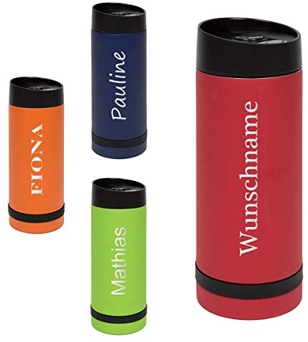 polar-effekt Edelstahl Trinkflasche mit personalisierter Wunschgravur - Reisebecher - kalte und warme Getränke - Geburtstag, Weihnachten, Jubiläum - Trinkverschluss - 100% dicht - Rot