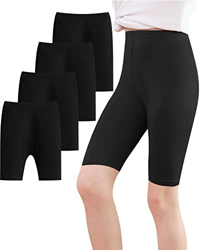 Adorel Girls Cycling Shorts Pe Dance Gym Modesty Pack of 4 Black 8-9 Years (Manufacturer Size: 140)