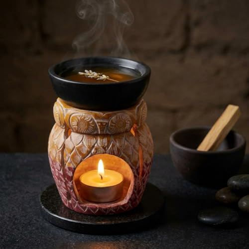 Ajuny Stein Kerzenhalter Teelicht Öl Diffusor Eule Design Für Wohnzimmer Tisch Dekorative Geschenke