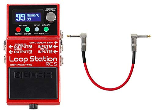 Boss RC-5 Looper Effekt-Pedal Loop Station + keepdrum Patchkabel Rot 30cm