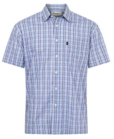 Champion Mens Poole Country Casual Short Sleeve Shirt - Blue - XL