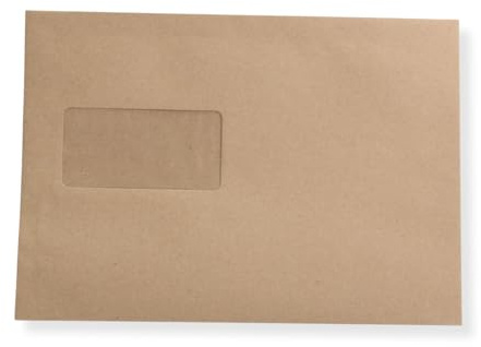 500 St. B5 Versandtaschen 176 x 250 mm braun mit Fenster Briefumschlag selbstklebend