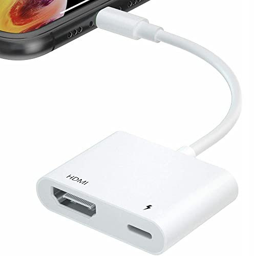 Adattatore AV digitale Lightning, [certificato Apple MFI] per iPhone iPad a monitor proiettore HDTV, connettore cavo HDMI compatibile con iPhone 14/13/12/11/SE/X