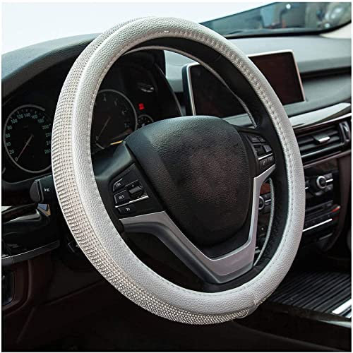VVLXRIC Auto Lenkradhuelle Glitzer, Crystal LenkradüBerzug 15 Zoll Auto ZubehöR FüR Frauen, Passend füR Die Meisten Autos/SUV/LKW/Minivans,Silver