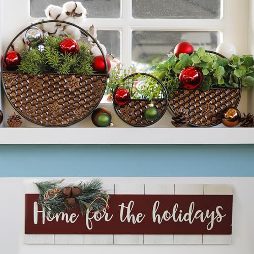 JonesHouseDeco Set di 3 vasi da parete in metallo Bronzo Antico, Forma a Nido d'ape, Contenitore Per Piante Grasse, Paesaggio Artificiale Decorazione Della Parete, Rotondi