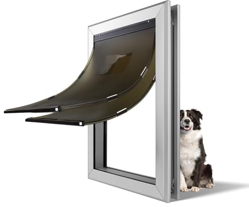 TIMOSS Aluminium-Hundetür L, Silber, für große Hunde, 12x20.3x2.56 cm, magnetisch, unisex, alle Altersgruppen