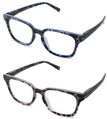 LANLANG 2er-Pack Lesebrillen für herren damen, Blaulicht-blockierende Brille, Anti-Blau-Computerbrille, 2 Farben, einschließlich 0–4,0 Dioptrien L-L013