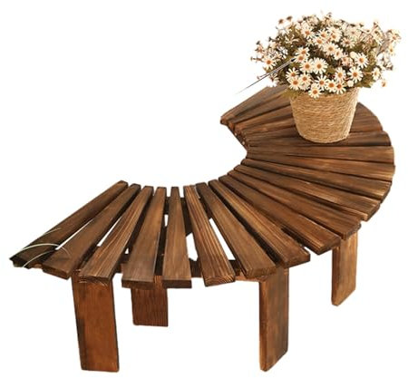 Baumbank Baumbank aus Holz, Halbkreisförmig, 120 cm Durchmesser, Außen Umwickelte Baumbänke für Den Hinterhof, Gartensitzplätze aus Massivem Holz, Einfache Montage (Color : Brown)