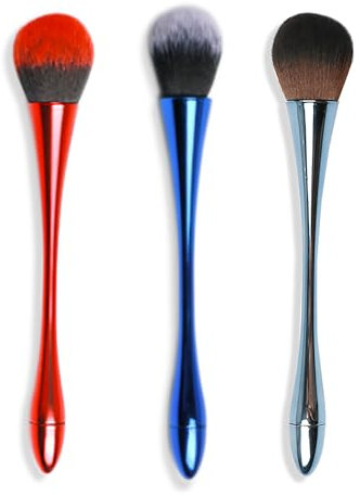 YECIRALA 3 Pcs Red Blue Nail Dust Brush For Acrylic Nails Brush Cleaner Dust Powder Remover Brush For Nail Cleanning Up Brush Set Soft Brush Large Manicure Makeup Brush Face Blush Brush Tool