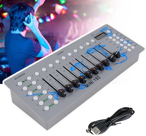 JMbpkduHs Controller per Console di Illuminazione da Palco-192ch Dmx512 Dj Disco Party Light-4.2v 5600mah, Microfono Incorporato-per Programma di Editing di Illuminazione da Palco