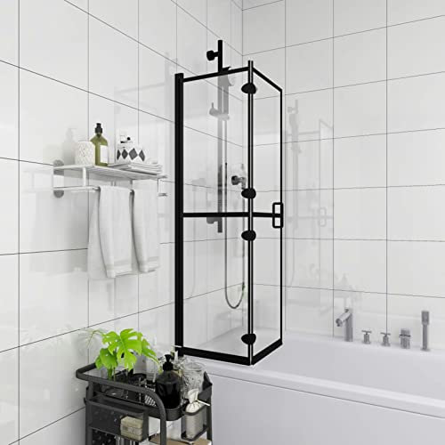 Sufrk Faltbare Duschkabine ESG Schwarz 100x140 cm Duschkabine VerküRzte Seitenwand