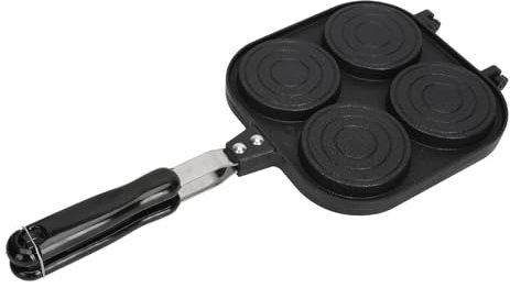 Kadimendium Padella per Pancake a Doppia Faccia Padella Multifunzionale a Doppia Faccia in Lega di Alluminio per Torta di Pane, Uova, Ristorante, Stile Waffle, Design Portatile, Campeggio e
