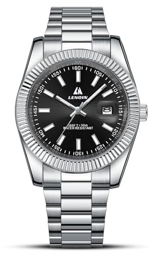LN LENQIN Reloj Hombre Relojes Analógico De Cuarzo De Acero Inoxidable A Prueba De Agua Reloj De Negocios De Moda con Fecha