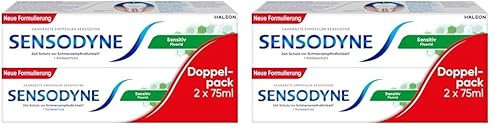 SENSODYNE Sensitiv Fluorid Zahncreme, 2x75ml, tägliche Zahnpasta, bei schmerzempfindlichen Zähnen (Packung mit 2)